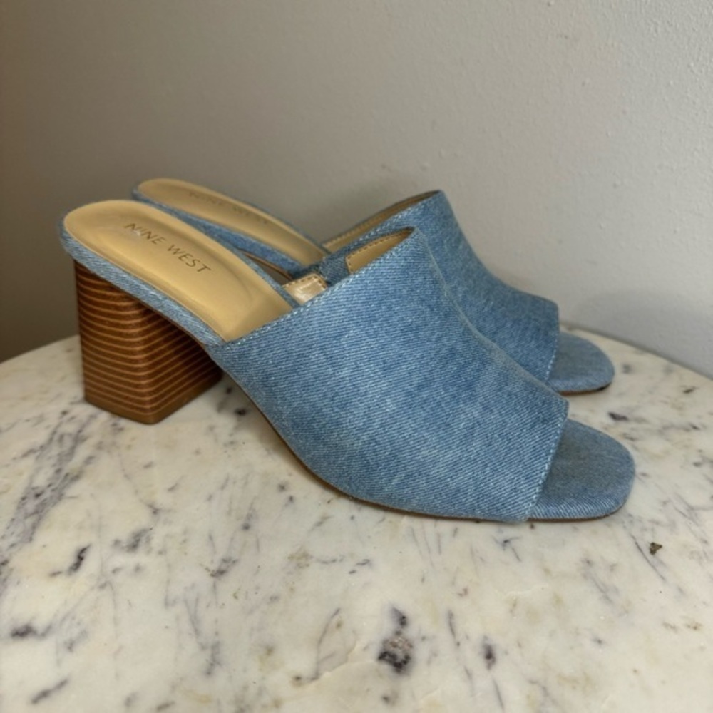 Nine West Blue Sandals with Chunky Heel